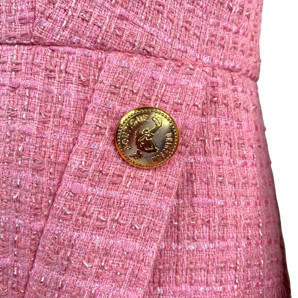 NWT Boutique Moschino $795 Fitted Pink Tweed Button Detail Sheath Dress SZ 8 - Picture 5 of 12